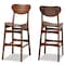 Baxton Studio Katya Mid-Century Modern Walnut Brown Finished Wood 2-Piece Bar Stool Set 184-11643-Zoro - alternate 1